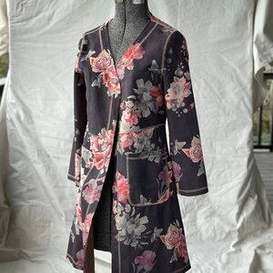 Anthropologie solitaire faux suede floral open jacket